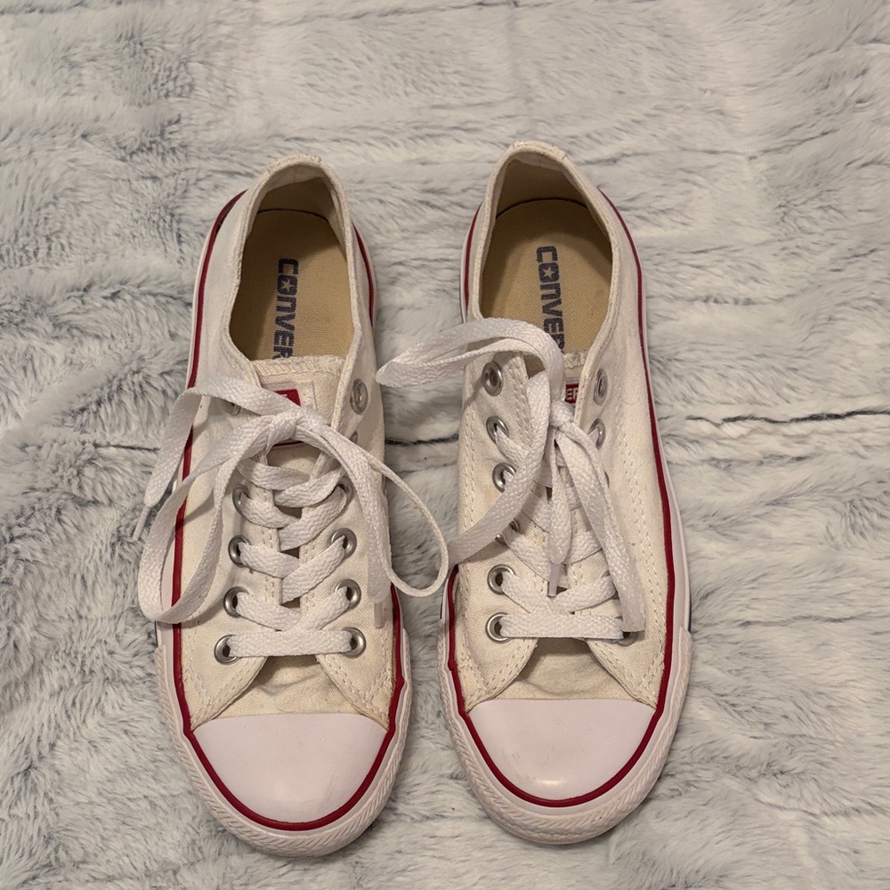 Converse Women's Canvas Sneakers in White and Red